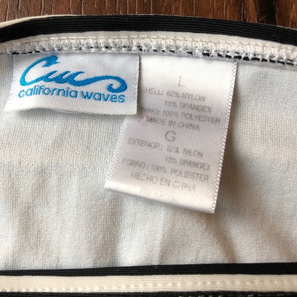 B/W striped size large bikini bottoms w/ teal ties - Picture 5 of 10